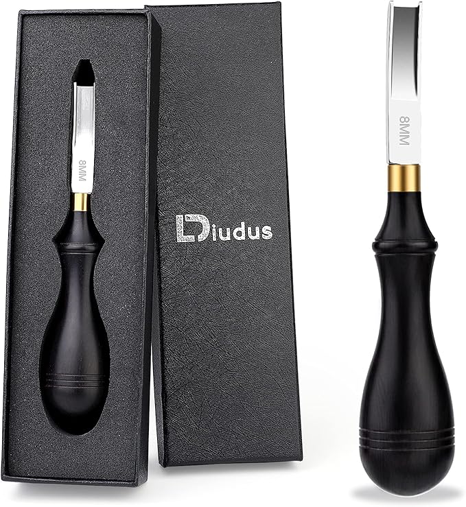 Diudus Leather Edge Beveler Tool, French Skiver, Wide Mouth Leather Edge Bevelers Skiving 8mm, Leather Edge Trimmer Crafting Tools with Wooden Handle for DIY Leather Craft