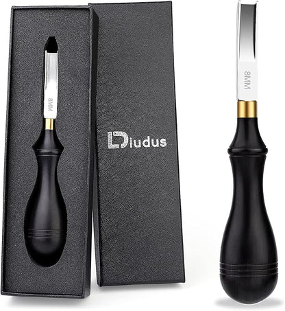 Diudus Leather Edge Beveler Tool, French Skiver, Wide Mouth Leather Edge Bevelers Skiving 8mm, Leather Edge Trimmer Crafting Tools with Wooden Handle for DIY Leather Craft