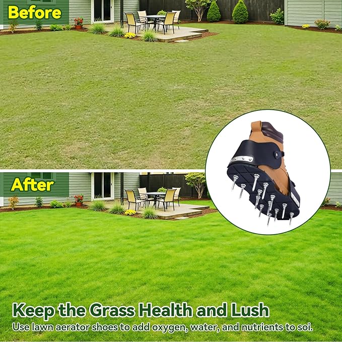 HFH Lawn Aerator Shoes for Grass，Aeration Shoes for Lawn，Spike Shoes for Lawn Aerating (Buckle)