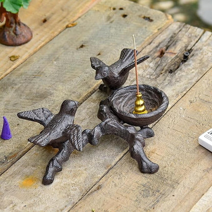 Sungmor Vintage Cast Iron Tealight Candle Holder, Lovely & Beautiful Birds Nest Design, Unique Tabletop Shelf Home Decor Pieces, Small Birds Statue Candle Holders Coffee Table Centerpieces Decor