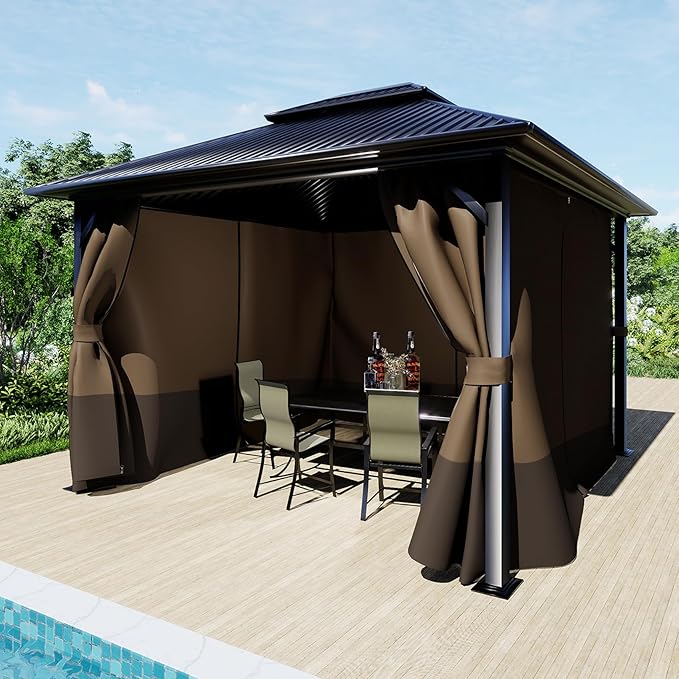 BPS 10' x 12' Gazebo Curtain Privacy 4-Panel Sidewall Outdoor Replacement Shade (Only Curtain)
