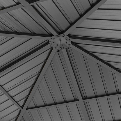 TOOLPORT Hardtop Gazebo 10x10 ft with Steel Roof - Approx. 3.54x3.54 in Aluminium Poles