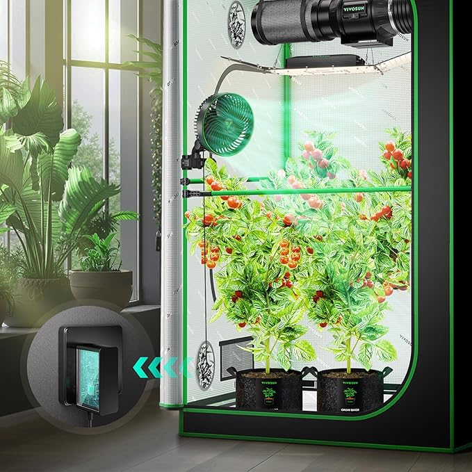 VIVOSUN 2-Pack AeroWave E6 Gen2, Grow Tent Clip Fan 6”, EC Motor, Smart Control, Powerful Oscillating Fan, Local Timer, Weatherproof IP54, for Hydroponics Circulation Cooling, Black