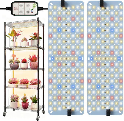 GHodec 20W Panel Grow Lights for Indoor Plants,272LEDs Full Spectrum Grow Lights for Under Cabinet Plant, Grow Lamp with 4/8/12H Timer,5 Dimmable Levels for Plants Growing (2Pack)