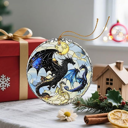 Christmas Ornament, Christmas Decoration, Ceramic-Style Dragon Ornament, Heirloom Keepsakes, Holiday Ornaments, Holiday Presents, Unique Xmas Gifts, Gift Exchange Ornaments, Gift Idea