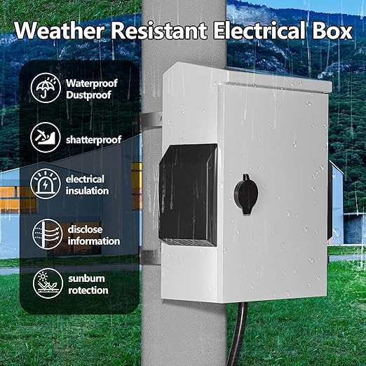 Outdoor Electrical Box with Thermostat and Fan, Cold-Rolled Steel Plate, Aluminum Alloy Back Beam, One-Piece Ventilation Design, IP65 Waterproof, Wall/Pole Mounted. (15.7" x 11.8" x 5.9")