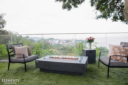 Elementi | Bundle Hampton Gas Fire Pit Cast Concrete 56" Rectangular Fire Table, Outdoor Fire Pit Electronic Ignition | Canvas Cover, Lava Rock Included | Dark Gray (Natural Gas)