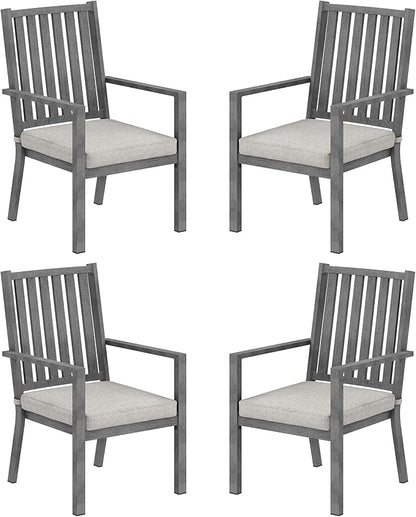 Patio Dining Chair Set of 4, Aluminum Outdoor Dining Chairs with Waterproof Cushions, Metal Outdoor Patio Furniture Seating for Porch, Balcony, Deck, Backyard, Gray