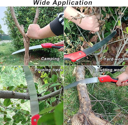 8 Inch Heavy Duty Pruning Saw, Folding Hand Saw with SK5 Curved Blade, Triple-cut Razor Teeth Used for Trees Wood Cutting Camping Gardening Work, Hiking, Landscaping, Tree Trimming