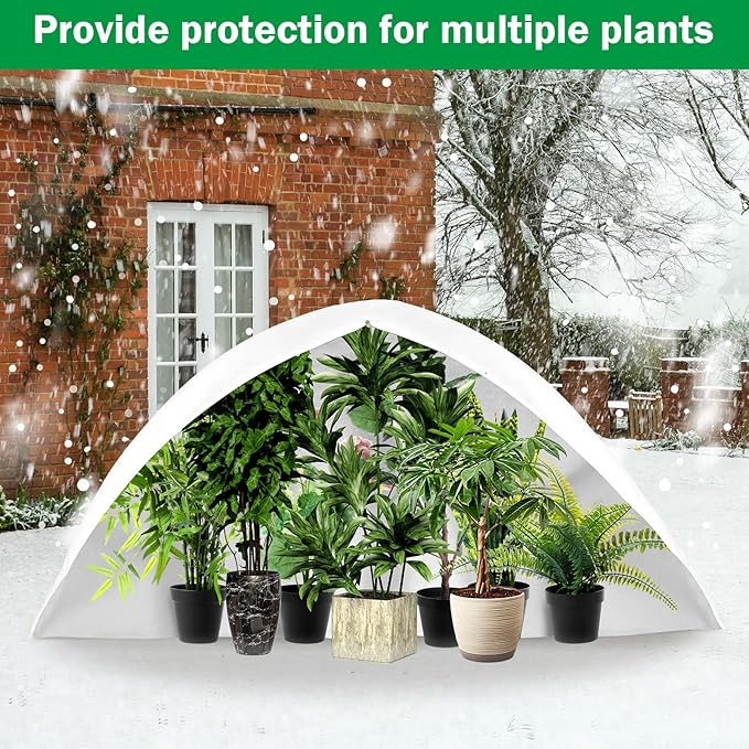 Plant Covers Freeze Protection 10 x 10 ft Extra Large Frost Cloth Plant Covers with Zipper Drawstring Winter Cold Weather Frost Blankets for Outdoor Palm Fruit Tree and Shrubs(White)