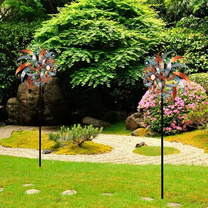 DREAMYSOUL Large Wind Spinner Outdoor, 20 Inches Dia Vintage Metal Windmills, Kinetic Wind Spinners & Sculpture for Yard and Garden