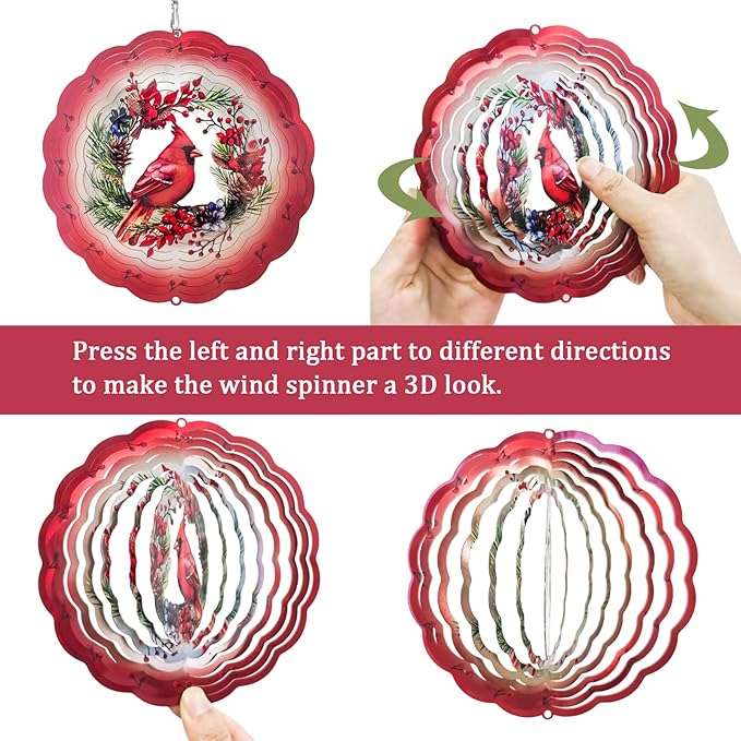 Wind Chimes for Outside with Cardinal Wind Spinner, Unique Gifts for Mom Grandma Women Birthday Christmas, Memorial Wind Chimes for Loss of Loved One, Red Bird Windchimes Outdoor Decor