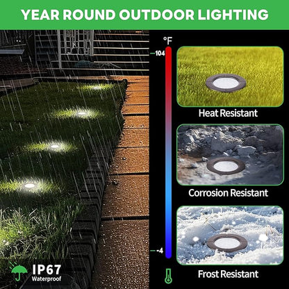 Landscape Well Light Kit, 8 Pack LED Low Voltage In Ground Lights and 100W Transformer and 100FT Cable and 30 Wire Connectors, IP67 Waterproof 12V Outdoor, Aluminum for Sidewalk Tree Path