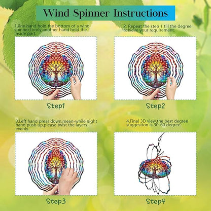 Tree of Life Wind Spinner,3D Frosted Wind Spinners Hanging for Yard and Garden Gift Tree of Life Wind Sculptures,10" Hanging Tree of Life Wind Spinner Made of Tough Steel Plate