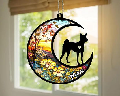 Personalized Dog Memorial, Custom Name Basenji Dog Christmas Ornament with Name, Custom Breeds, Pet Loss Light Catcher, Gifts for Lovers Loss of Pet Sympathy on Mothers Day Christmas