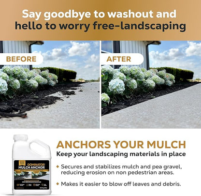 Dominator Mulch Anchor 1 Gallon - Mulch Glue & Gravel Binder, Rock Glue for Landscaping, Pea Gravel & Bark, Strong Stabilizer & Stone Glue Adhesive, Ready to Use, Made in US