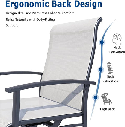 Patio Swivel Chairs Set of 8, Outdoor Swivel Chairs with Armrest, High Back Patio Chair with Metal Frame, All-Weather Outdoor Dining Chair for Deck, Porch and Lawn, Oyster Beige