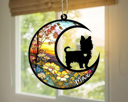 Personalized Dog Memorial, Custom Name Yorkshire Terrier Dog Christmas Ornament with Name, Custom Breeds, Pet Loss Light Catcher, Gifts for Lovers Loss of Pet Sympathy on Mothers Day Christmas