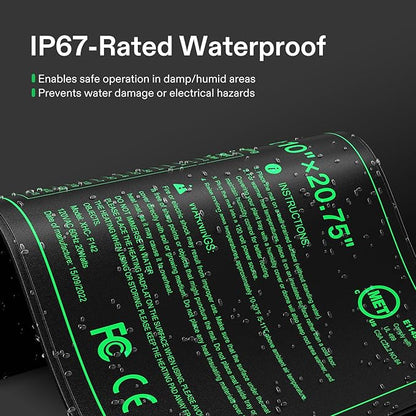VIVOSUN 10"x20.75" Seedling Heat Mat with Built-in Temperature Controller, UL & MET-Certified Waterproof Plant Heating Pad for Germination, Hydroponics, Brewing, Breeding, and Greenhouses