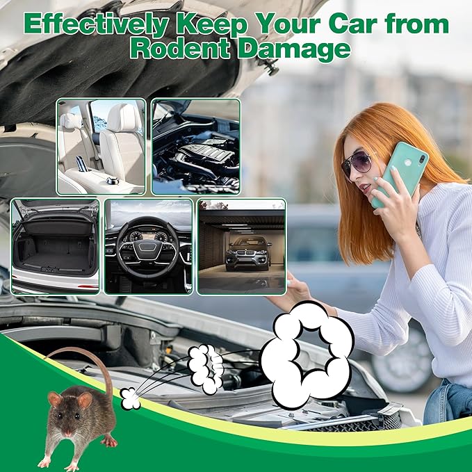 12 Pack Peppermint Oil Mouse Repellent Pouches - Powerful Pest Repellent for Rodent Rat Mice Skunk Squirrel Roach Moth, Mice Deterrent for House/Car/RV/Garage/Boat/Shed/Basement, Plant-Based Formula