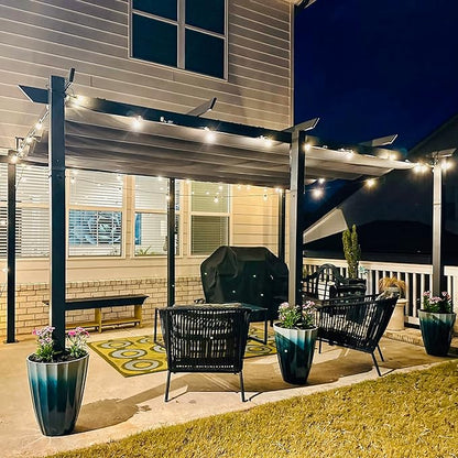 Domi 11’ X 16’ Outdoor Retractable Pergola with Weather-Resistant Canopy Aluminum Garden Pergola Patio Grill Gazebo for Courtyard