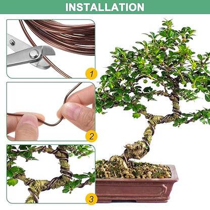 2-Rolls 1mm Bonsai Training Wire, 32.8 Feet Total Anodized Aluminum Bonsai Wires for Bonsai Tree Shaping/Branches Fixing/Trunk Holding/DIY Crafting [16.4ft Each, Black]