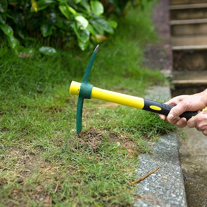 KINJOEK 15 Inch Pick Mattock Hoe, 1.4Lbs Forged Weeding Garden Pick Axe Pickaxe with Fiberglass Handle for Digging Loosening Soil, Gardening, Camping or Prospecting