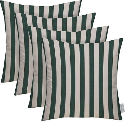 RSH DECOR: Sunbrella Square Throw Pillows Set of 4 | 24" x 24" | Water and Fade-Resistant Performance Fabric | Outdoor Pillow Covers with Down-Alternative Inserts | Mason Forest Green