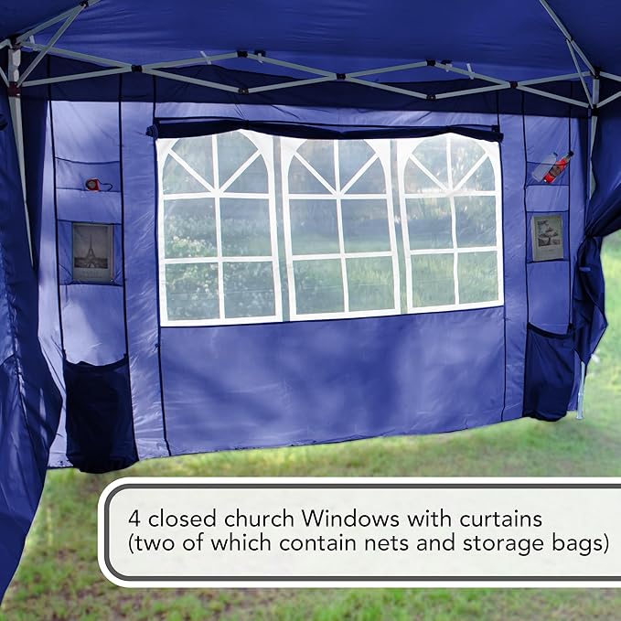 Sundale Outdoor Pop up Canopy with Sidewalls, 10x20 Commercial Foldable Heavy Duty Patio Tent, Waterproof UPF 50+ Tent with Roller Bag for Event, Party, Wedding, Navy