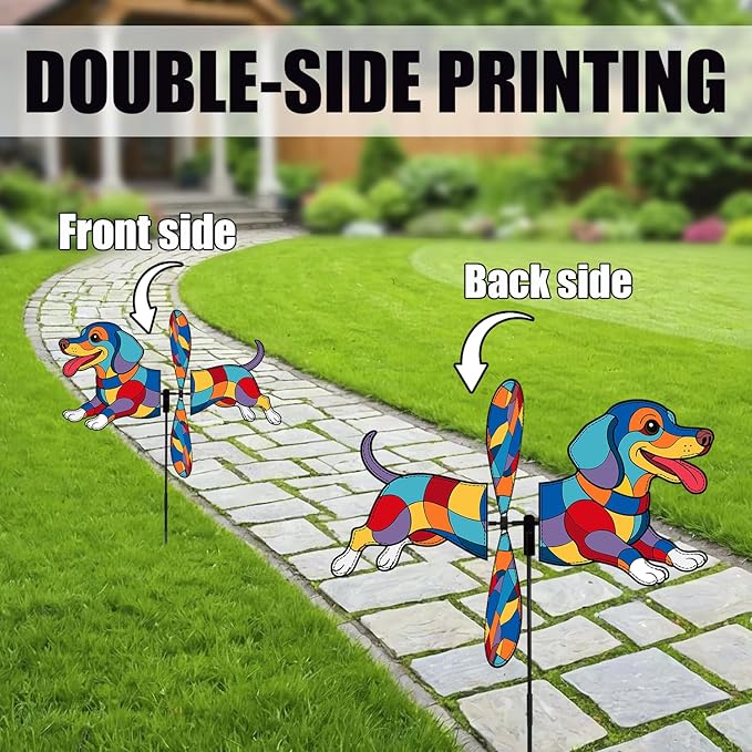 Dachshund Petite Spinner Outdoor, Dachshund Dog Wind Spinner for Yard and Garden