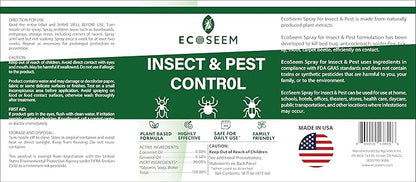 Insect & Pest Control Spray – Natural Essential - Bug Killer & Insect Repellent, Kills Ant, Spiders, Carpet Beetles, Roaches, Flies- Safe for Pets & Family, Indoor & Outdoor Use 16OZ