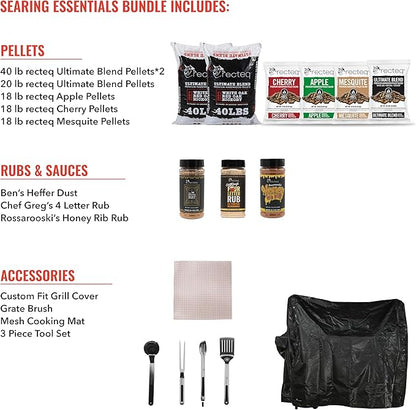 recteq RT-2500 BFG Pellet Smoker Grill, Wi-Fi-Enabled Outdoor Grills & Smokers, Electric Pellet Grill with 2500 Sq In Cook Space, RT-2500 BFG + Grilling Essentials Bundle
