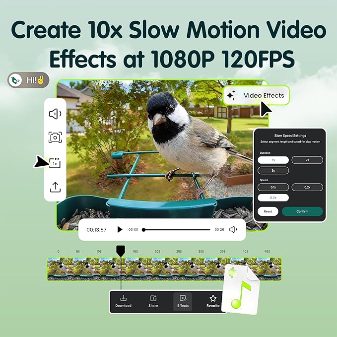 Humbirdy-Bird Feeder with Camera, 8MP Ultra HD Video & Photo, 10x Slow-Motion, 4K 30fps Live View, AI Identify, No Subscription, 2.4G/5G Wi-Fi, Solar Powered, Wildbird Watching Gifts-Metal