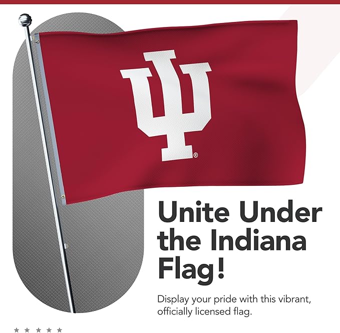 Indiana Hoosiers College Sports Printed Flag - NCAA Licensed - Nylon - School Banner (Red) (4' x 6')