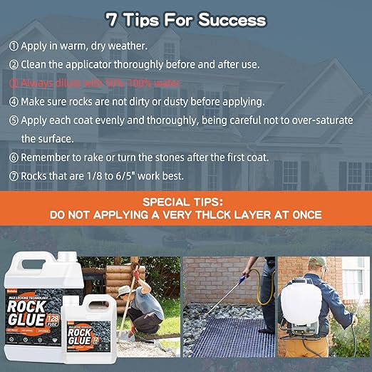 Rock Glue, 2Gallon Mulch Glue for Landscaping, Fast-Dry Strong Pea Gravel Stabilizer Landscape, Non-Toxic Long-Lasting Dries-Clear Strong Pea Gravel Binder for Pebble, Pine Straw for Outdoor Gardens