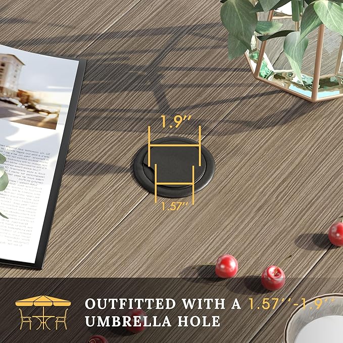 VICLLAX 5 Pieces Patio Dining Set for 4, Outdoor Furniture Set Includes 40.2" Square Outdoor Table and 4 Patio Swivel Chairs for Lawn Garden, Grey Wood Grain Tabletop and Sandshell Fabric