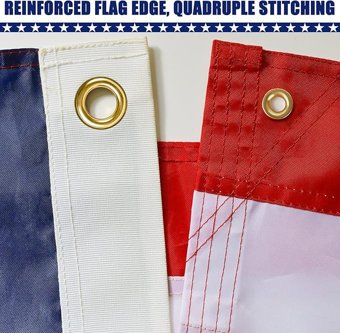 American Flag 2x3 Ft, Four Brass Grommets Multipurpose US Flag, Embroidered Stars, Sewn Stripes, Outdoor Heavy Duty Durable USA Flags, Hanging Indoor/Bedroom/Room/Wall American Flag