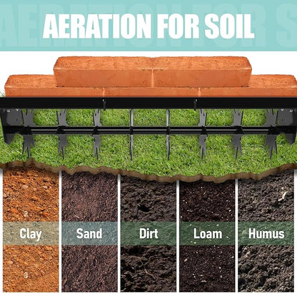 8 Pin Lawn Aerator, 45" Tow Behind Spike Aerators- 400lbs Heavy Duty Rolling Aerators, Galvanized Steel with Counterweight Tray and Universal Hook, Core Aerator for Yard/Atv