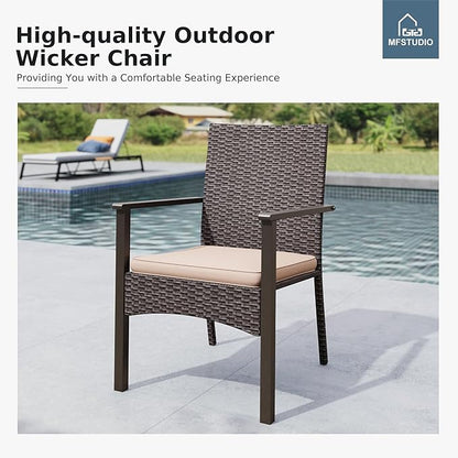 MFSTUDIO Patio Dining Sets for 6, Outdoor Table and Chairs, 74’’ Wood Top Rectangular Table Set with Chairs, 7 Pieces Patio Outdoor Dining Furniture Set, Deck, Backyard, Porch