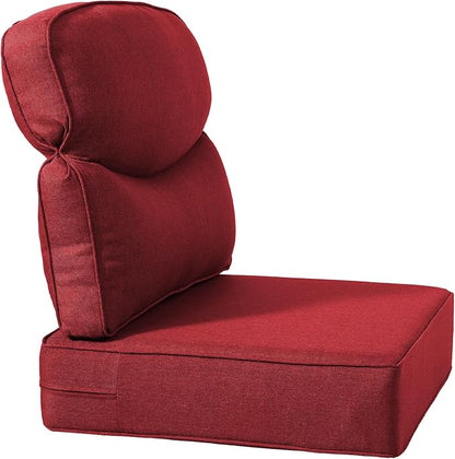 Luxury 24x24x6 Inch Smile Patio Cushions for Outdoor Furniture Set of 6 - Thick Back & Deep Seat Outside Replacement Chair Pillows for Rattan Metal Glider Loveseat Sectional Sofa - Red