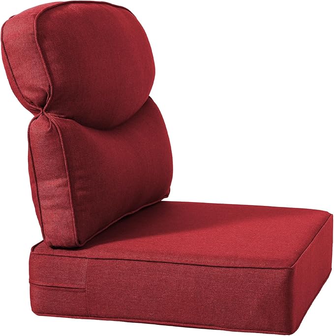 Luxury 24x24x6 Inch Smile Outdoor Seat Cushions Set of 2 - Superior Comfortable Water-Repellent Patio Chair Cushion for Porch Set Rattan Dining Swivel Chairs Loveseat Sectional Sofa - Red