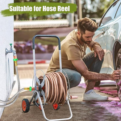 Short Garden Hose with Female to Female Connector, 5ft Metal Leakproof Leader Hose for Hose Reel, Heavy Duty 304 Stainless Steel Flexible Hose for Outdoor Garden Watering Car Pet Cleaning