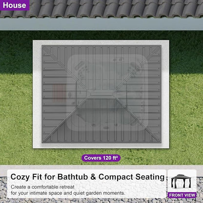 PURPLE LEAF 10' X 12' Outdoor Hardtop Gazebo with Galvanized Steel Double Roof Aluminum Frames Heavy Duty Permanent Pavilion Gazebo for Patio Deck Garden,Netting and Curtains Included, Light Grey