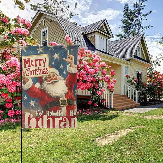 Merry Christmas Garden Flag Vertical Double Sided Outdoor Yard Flags 12.5x18 Inch Burlap Banners Vertical Double Sided for Outdoor Decor Lawn