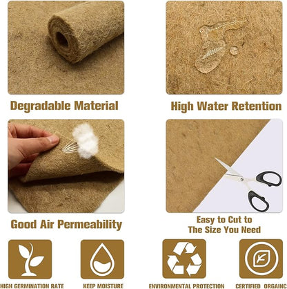 Halatool 5Pads Jute Grow Mat,Natural Hemp Mats for Growing Microgreens,10" X 10" Hydroponic Grow Pads for 1010 Micro Greens Growing Trays,Indoor Sprouting kit for Wheatgrass Sprouts