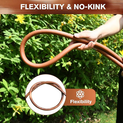 Short Leader Garden Hose 5/8" x 15ft, No Kink Lightweight Water Hose, Hybrid Rubber, Heavy Duty, 650 Burst PSI, Male to Female Fittings