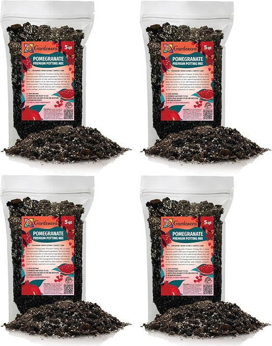 GARDENERA Premium Pomegranate Potting Soil Mix - Perfect Balance of Nutrients, Drainage, and Aeration for Thriving Pomegranate Trees - 20 Quart
