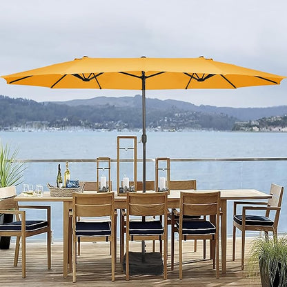 Sundale Outdoor 15ft Large Patio Umbrella with Base Included and Umbrella Cover, Outdoor Double-Sided Umbrella