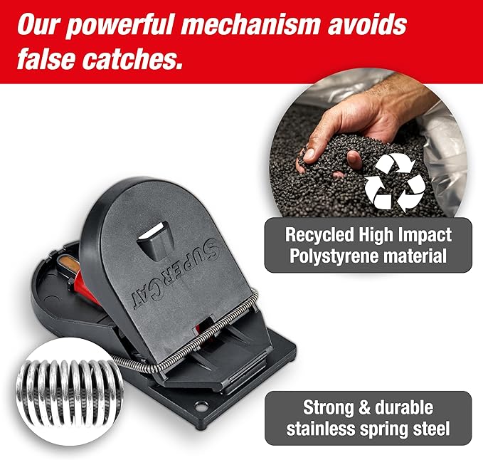 SWISSINNO Mousetraps & Mice Trap for Home - PRO SuperCat - 2 Traps – Pre-Baited Snap Traps with Precision Trigger – Instant Catch & Kill – Indoor & Outdoor Use – Easy Set No-Touch Disposal