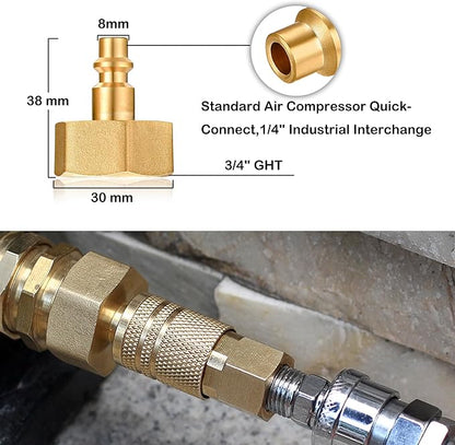 RV vent plug prevent freezing in winter helps drain water from water pipes, suitable for camping RVs, boats, garden hoses, water pipe Blow Out Plug brass quick connector (female)